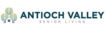 Logo of Antioch Valley Senior Living featuring three stylized trees with a house in the middle. The text 