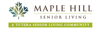 Logo for Maple Hill Senior Living featuring a green maple leaf graphic and the text: 