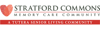Logo of Stratford Commons, featuring the name in green and red text with the tagline 